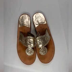 Jack Rogers Classic Gold Metallic Sandals - Size 7 M - Preppy Icon!